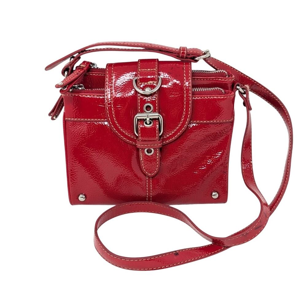 Vintage Y2K Nine West Red Patent Crossbody Bag Buckle Goth Purse
